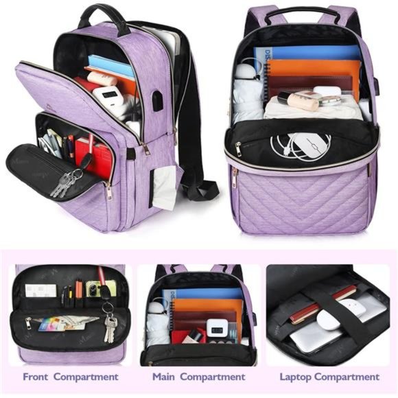 Laptop Backpack for Women, Anti Theft 15.6 inch College School Bookbag for Girls - Picture 2 of 7